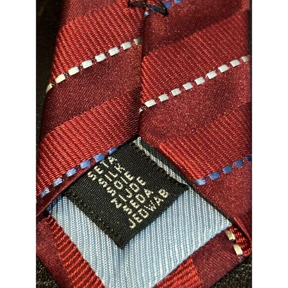 ALEX CANNON Red Striped Neck Tie Men’s Silk Necktie Casual Simple Dress Handmade - Picture 5 of 6